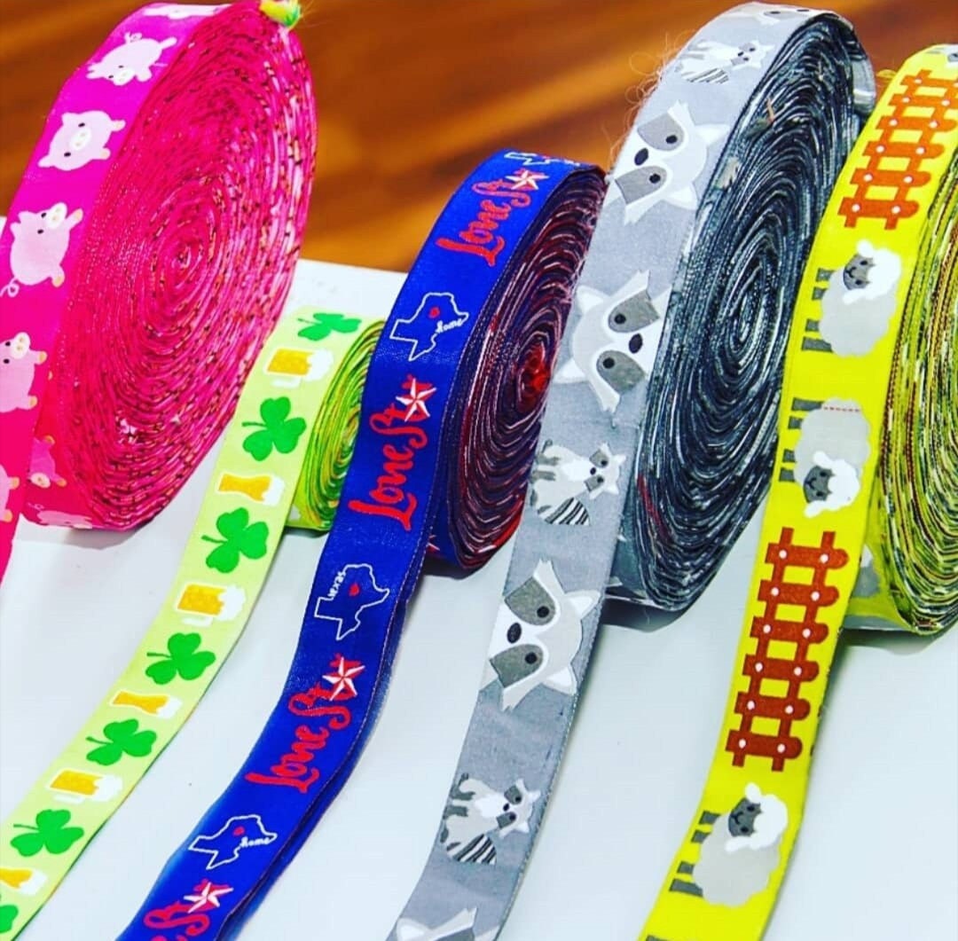 Polytrim Example Script CUSTOM JACQUARD Woven Ribbon: HD Polytrim for Sewing Craft- Belts ...