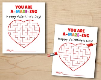 You're Amazing Valentine | School Valentine | Printable Valentine for Kids | Non Candy Valentines | Puzzle Valentine | Pencil Holder Note