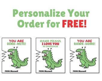 Printable Dinosaur Valentines, Editable Cards for Kids (PDF)