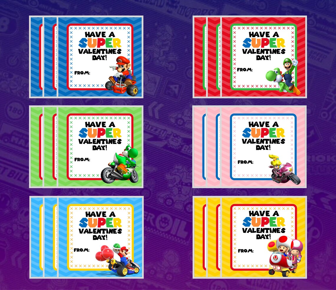 Buy 3 Sets Get 1 Free Set... Mario Kart Valentine's Day - Etsy