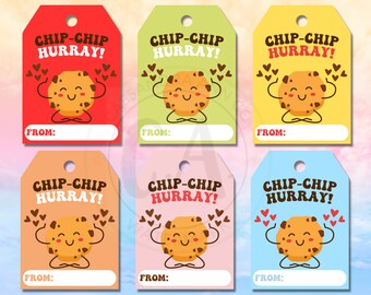 Cookie Valentine's Day Cards: Chip Hurray! Printable Tags (Canva Template)