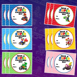 Kaufen Sie 3 Sets, erhalten Sie 1 Gratis-Sets ... Mario Kart Valentinstag Karten - Sofortiger digitaler Download - Kids Mario Valentines - Mario Kart Valentine