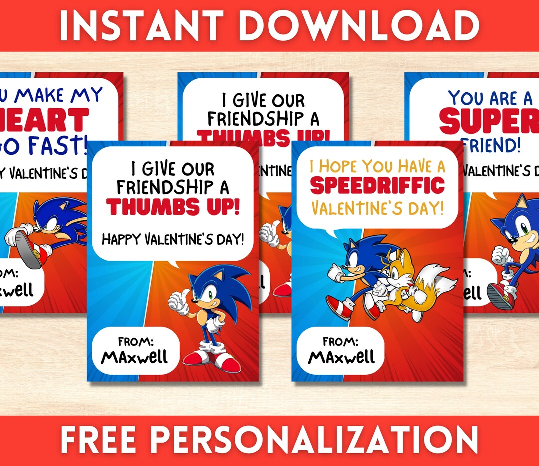 Sonic Hedgehog Valentine Cards | Kids Valentine Cards | Printable ...