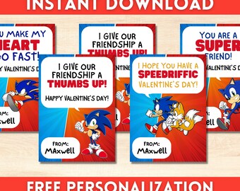 Sonic Hedgehog Valentine Cards Kids Valentine Cards Printable Valentine ...