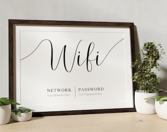 Modèle de panneau de mot de passe WiFi personnalisé, imprimable (téléchargement numérique)