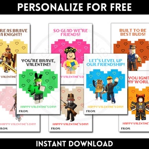 Videojuego, Roblox Digital Valentine / 8 Personajes Diferentes / Descarga Instantánea / Gamer Valentine Imprimible / Roblox Valentines / 2023 VDay