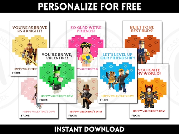 Video Game Roblox Digital Valentine 8 Different Characters 