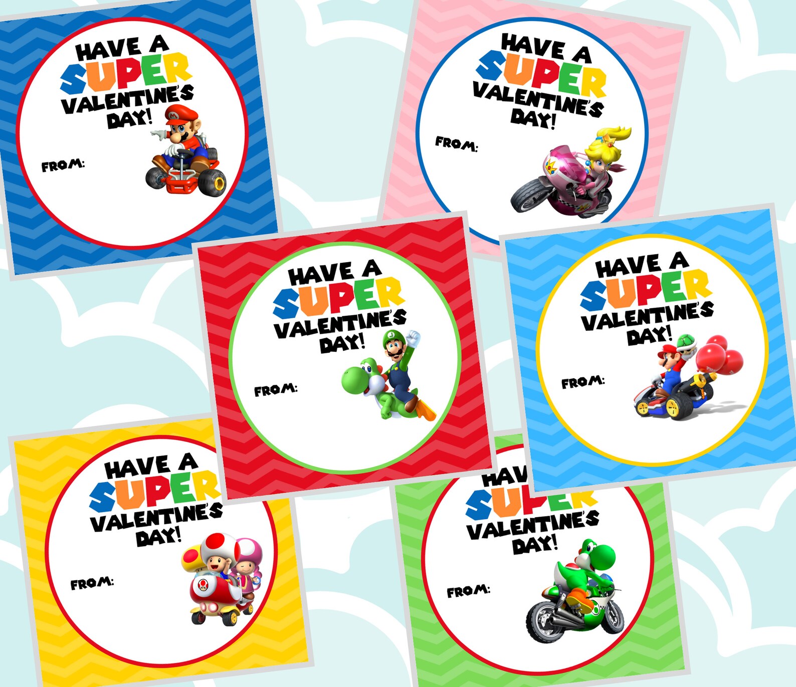 Buy 3 Sets Get 1 Free Set... Mario Kart Valentine's Day Etsy
