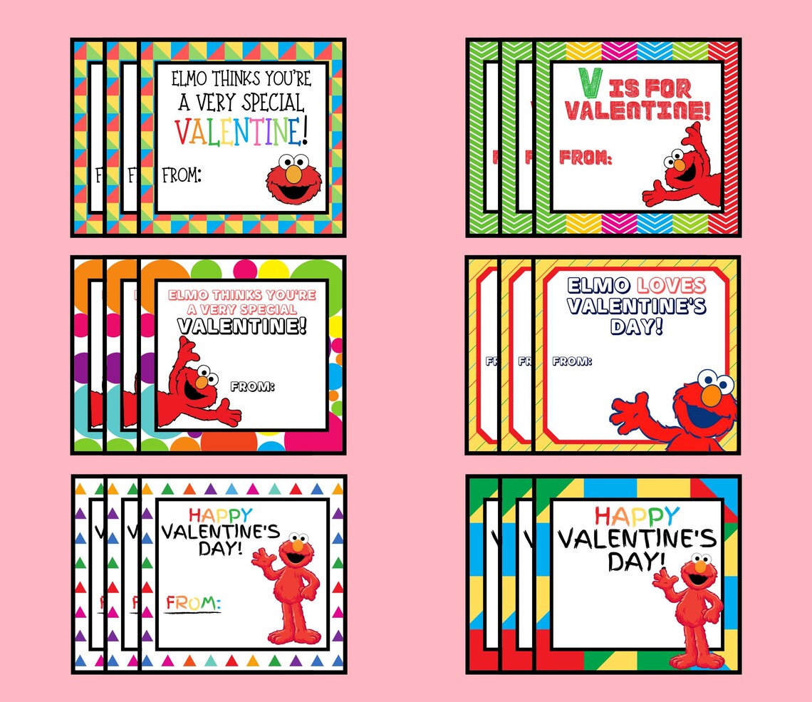 Elmo Valentine s Day Cards Instant Digital Download Etsy