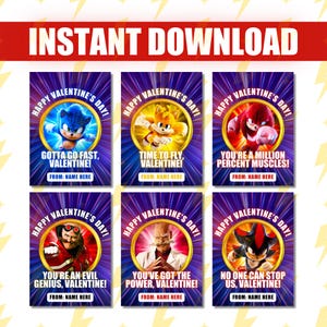 Cartões de Dia dos Namorados Sonic Hedgehog 2025 | Cartões de Dia dos Namorados para Crianças | Cartões de Dia dos Namorados para Imprimir | Download Instantâneo | Dia dos Namorados Personalizado