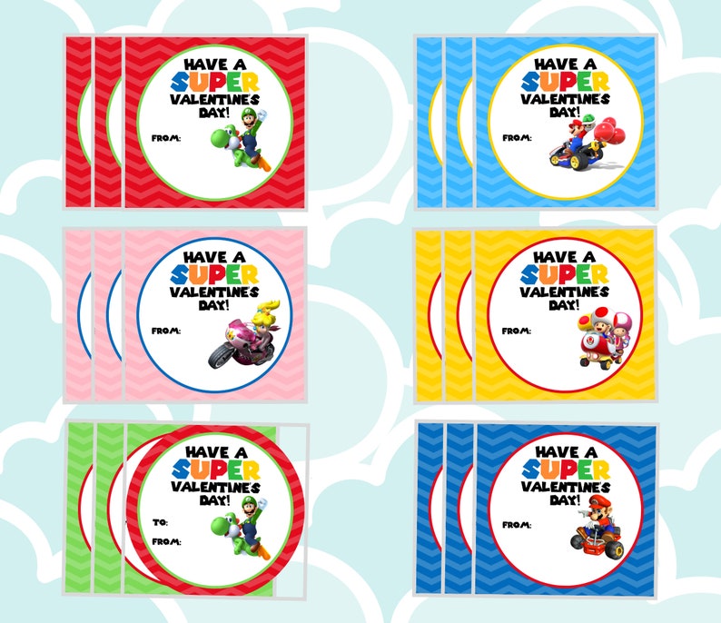 Buy 3 Sets Get 1 Free Set... Mario Kart Valentine's Day Etsy