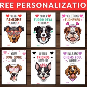 Sofortiger Download druckbare Welpen Valentinstag Karten Kinder Schule Klassenzimmer DIY Hündchen Valentinstag Karte oder Tag Option zum Bearbeiten mit Corjl