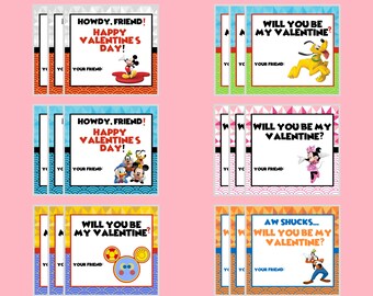 Mickey Mouse Clubhouse Valentine's Day Cards Printable - Etsy