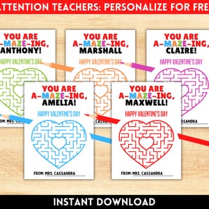 School Valentine from Teacher | You&#39;re Amazing Valentine | Printable Valentine for Kids | Teacher Valentines | Puzzle | Pencil Valentines