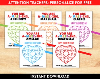 School Valentine from Teacher | You're Amazing Valentine | Printable Valentine for Kids | Teacher Valentines | Puzzle | Pencil Valentines
