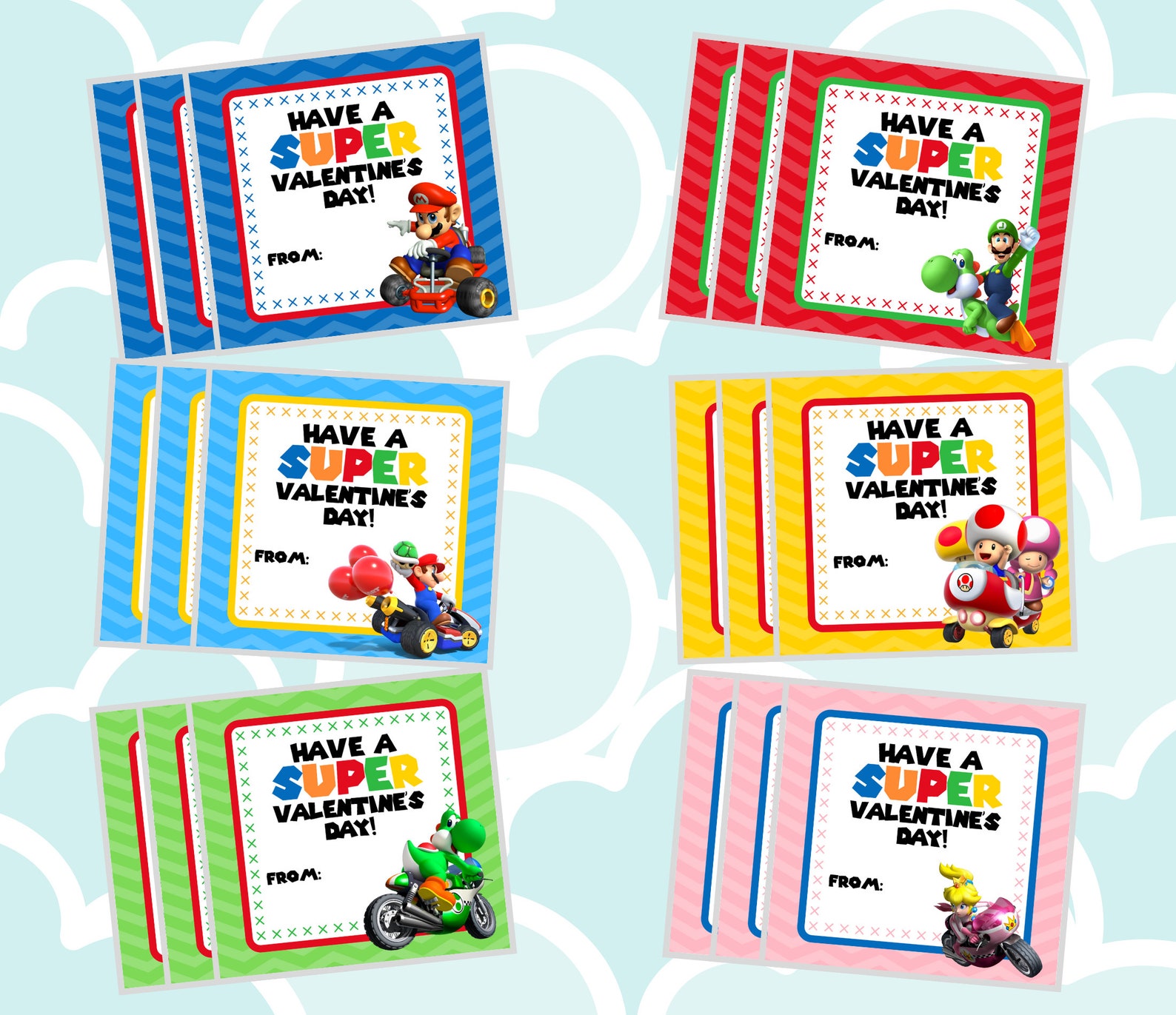 Buy 3 Sets Get 1 Free Set... Mario Kart Valentine's Day Etsy