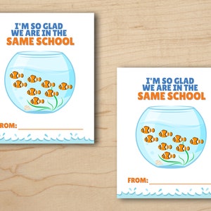Same School Fish Valentine&#39;s Day Cards - Instant Digital Download Printable Valentines - Kids Printable Valentines - School Valentine