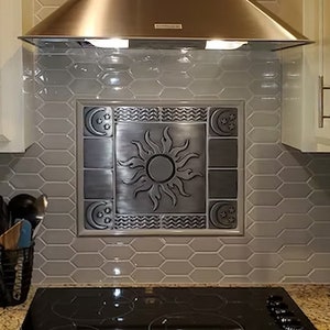 Sun, moon, stars - a unique set of 13 Handmade tiles - 100% Copper, Stainless Steel or Brass.