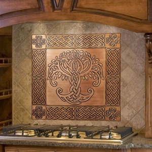 Magnificent, unique Celtic tree of life, Set of 13 Handmade tiles - 100% Copper, Stainless Steel or Brass