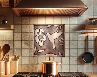 Hummingbird, 100% Copper Tile, metal wall art, wall tile, kitchen tile, rustic, art deco, accent kitchen tile, backsplash