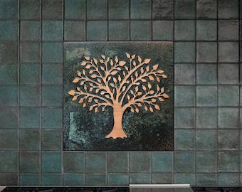 Handmade copper Tree of Life covered with beautiful patina - perfect for a gift