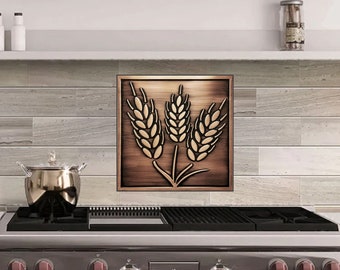 Ears of grain, sheaves - Handmade 100% Copper, Brass or Stainless Steel Tile, Handmade metal wall art