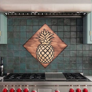 Beautiful, diagonal pineapple - Handmade 100% Copper, Brass or Stainless Steel Tile. The perfect tile pineapple lovers.