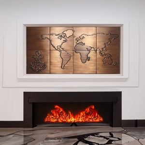 World Map Copper Art Earth Wall Art Handmade - 100% Copper, Brass or Stainless steel