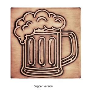 Beer mug - Handmade Tile. 100% Copper, Stainless Steel or Brass
