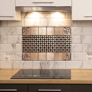 Beautiful mosaic backsplash - Set of 15 Handmade tiles - 100% Copper, Stainless Steel or Brass.