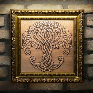 Gorgeous Celtic Tree of life in a beautiful, unique wooden frame. Handmade, 100% copper and wood