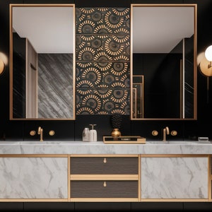 Gears pattern - set of 4 handmade tiles - 100% Stainless Steel, Copper, or Brass