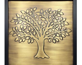 Personalized Tree of Life Wall Art – Custom Brass or Copper Tile with Name or Date | Anniversary Gift for Wife, Couple or Family