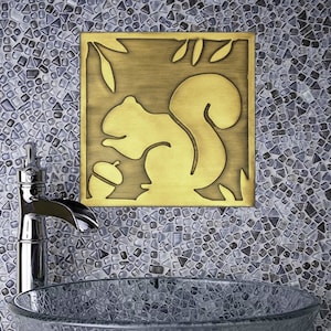 Squirrel, handamde 100% Copper, Brass or Stainless Tile