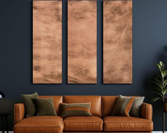 Real Copper Wall Art – 3 Panel Metal Artwork – Copper Storm Patina – Modern Abstract Triptych – Handmade Rustic Decor