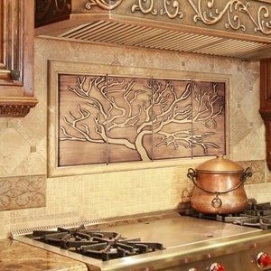 Tree of life - Set of 4 Handmade tiles - 100% Copper, Stainless Steel or Brass.