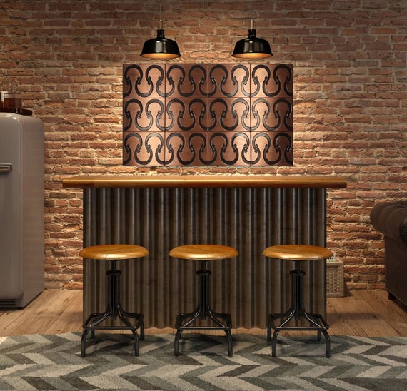 Horseshoes - Set of 12 Handmade tiles - 100% Brass, Copper or Stainless Steel.