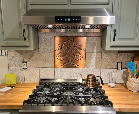 Lovely, unique tree with birds and a heart - Handmade 100% Copper, Brass or Stainless Steel Tile