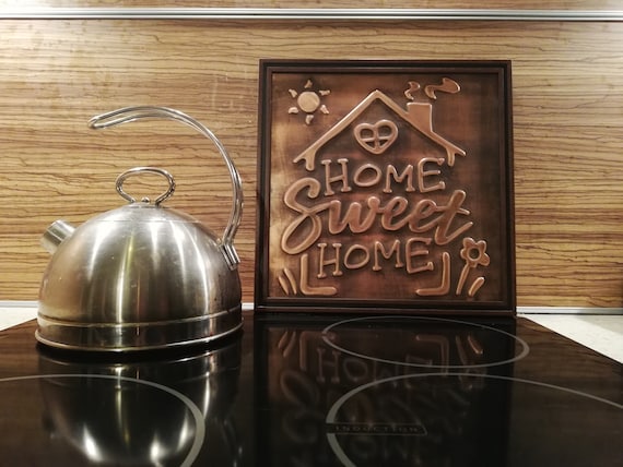 Home Sweet Home Gift – Handmade Copper Wall Art in Frame | Housewarming Gift for Couple, Wedding Gift, Rustic Home Decor