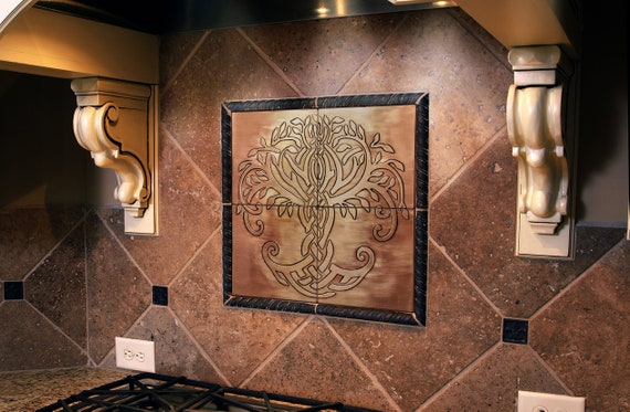 Magnificent Celtic Tree of life - Set of 4 Handmade tiles - 100% Brass, Copper or Stainless Steel