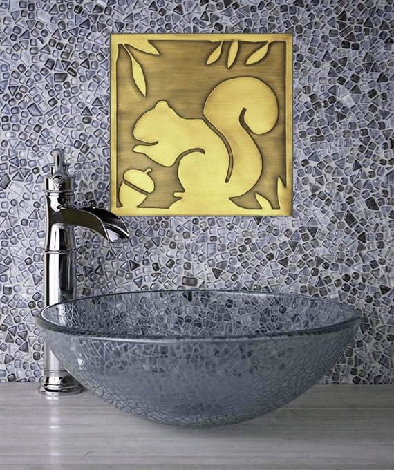 Squirrel, handamde 100% Copper, Brass or Stainless Tile