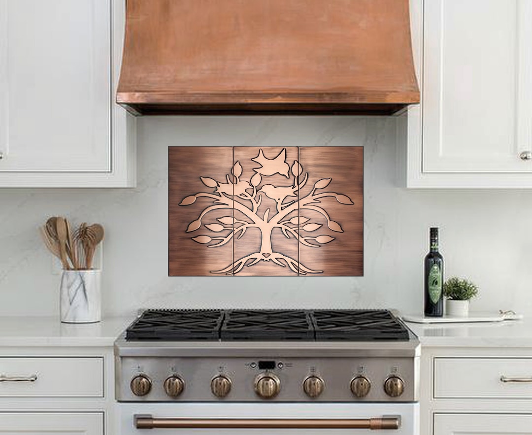 Tree With Birds and a Heart - Set of 3 Handmade Tiles - 100% Copper ...