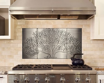 Tree of life - 8 Handmade tiles - 100% Copper, Stainless Steel or Brass.