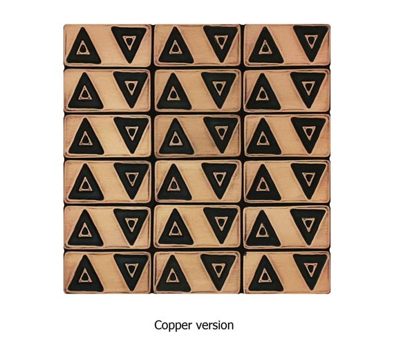 Triangles - set of 18 handmade decorative tiles. - 100% Copper, Stainless Steel or Brass.