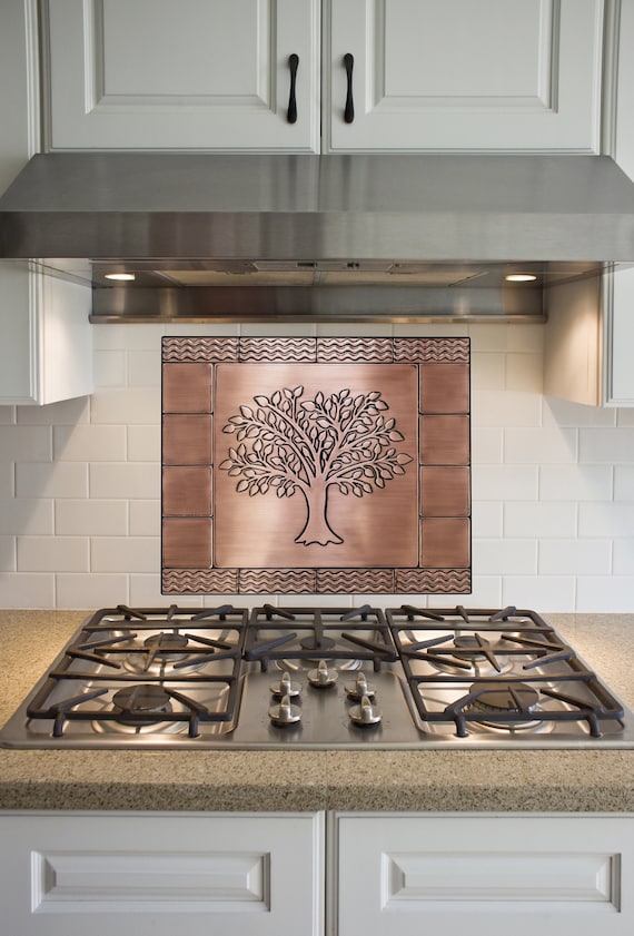Beautiful Tree of life, Set of 17 Handmade tiles - 100% Copper, Stainless Steel or Brass