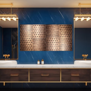 Polka dots - Set of 4 Handmade tiles - 100% Copper, Stainless Steel or Brass