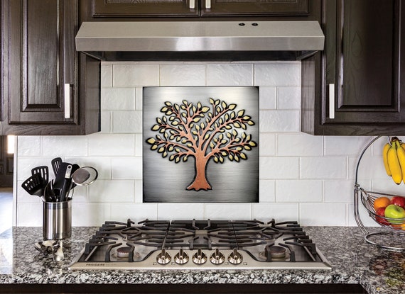 Exclusive stainless tree of life with brass leaves and a copper trunk - 100% Stainless steel.