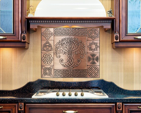 Beautiful Celtic tree of life - Set of 13 Handmade tiles - 100% Copper, Stainless Steel or Brass