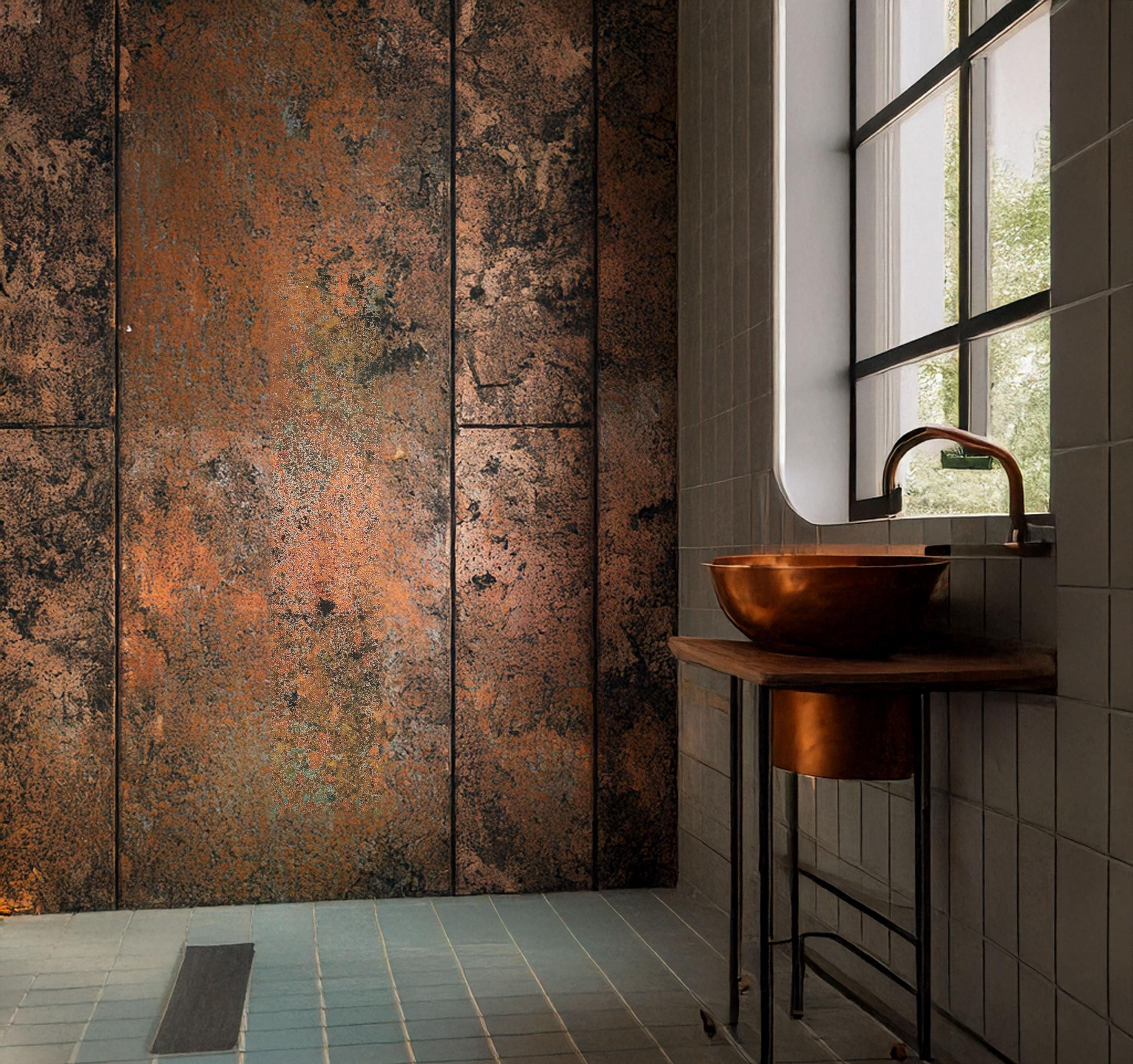 Award-Winning Real Copper Wall Art – Mystic Patina for Bathroom – Spa Decor Panel – Handmade Luxury Accent – Custom Size