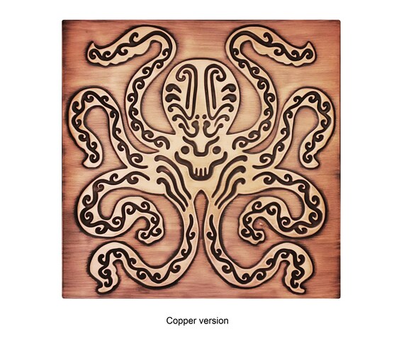 Octopus/kraken - Handmade Tile. 100% Copper, Stainless Steel or Brass